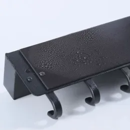 Vješalica za zid s policom LUGARA / Crna mat