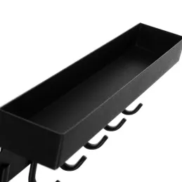 Vješalica za zid s policom LUGARA / Crna mat