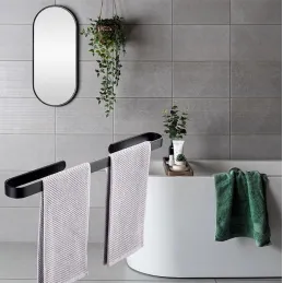 Vješalica za ručnike za zid LUGADO / Crna mat
