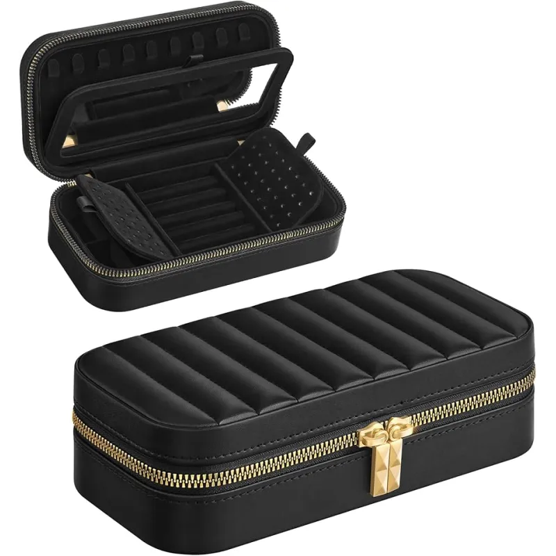 Putna dizajnerska kutijica za nakit BUGATI Mini / Crno-zlatna