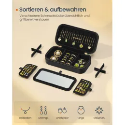 Putna dizajnerska kutijica za nakit BUGATI Mini / Crno-zlatna