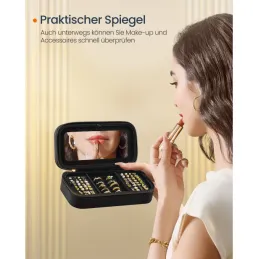 Putna dizajnerska kutijica za nakit BUGATI Mini / Crno-zlatna