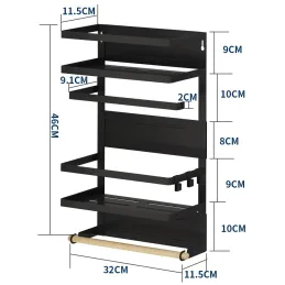 Magnetna polica za hladnjak LURA / Crna mat