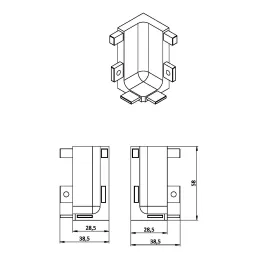 Unutarnji 90° kut za profile GOLIAN - L / Crna mat