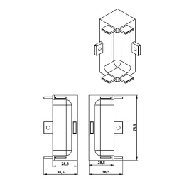 Unutarnji 90° kut za profile GOLIAN - C / Aluminij