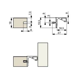 Horizontalni profil ručke ispod gornjih vrata GOLIAN / Aluminij