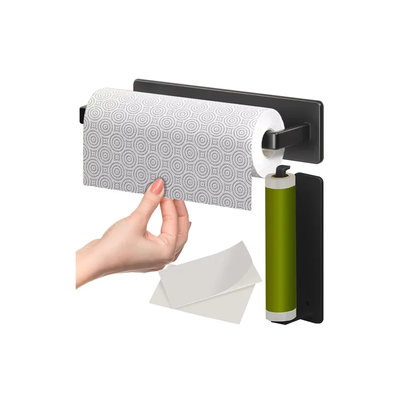 Samoljepljivi držač za rolu papira ili ručnik TRAX / Crna mat