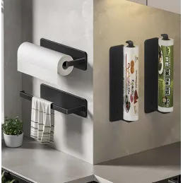 Samoljepljivi držač za rolu papira ili ručnik TRAX / Crna mat