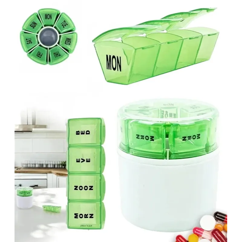 Ekskluzivni organizator i dozator za lijekove HEALTH / Bijela - zelena