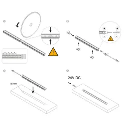 Ugradbena aluminijska letvica s LED trakom i pokrovom PYXIS / Crna mat