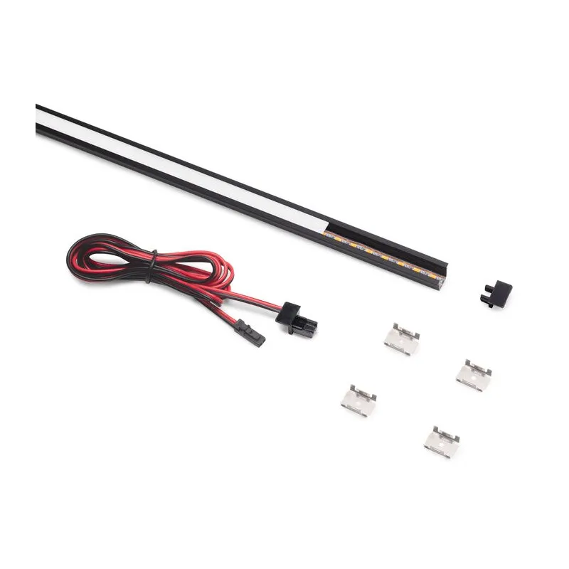 Ugradbena aluminijska letvica s LED trakom i pokrovom PYXIS / Crna mat