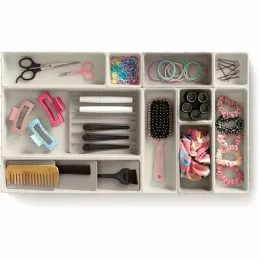 12-dijelni modularni organizator za kozmetiku za ladicu LEONA / Krem