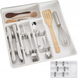 Plastični podesivi organizator za pribor s pretincima AMARO / Bijela