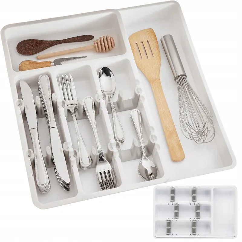 Plastični podesivi organizator za pribor s pretincima AMARO / Bijela