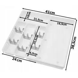 Plastični podesivi organizator za pribor s pretincima AMARO / Bijela