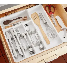 Plastični podesivi organizator za pribor s pretincima AMARO / Bijela