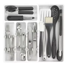 Plastični podesivi organizator za pribor s pretincima AMARO / Bijela