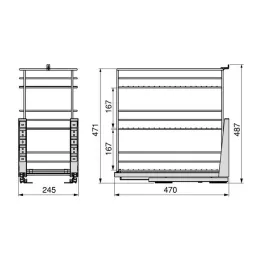 Izvlačna trostruka košara s mekanim zatvaranjem ANDROMEDA / Antracit