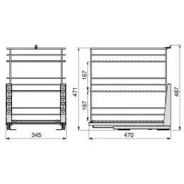 Izvlačna trostruka košara s mekanim zatvaranjem ANDROMEDA / Antracit