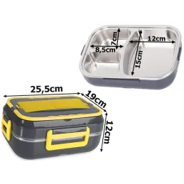 Električna posuda za ručak s grijanjem LUNCHBOX / Crno - žuta
