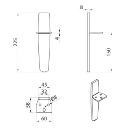 Namještajna nogica MORGAN / Crna mat