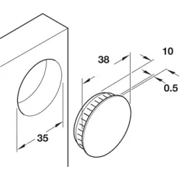 Zatvarač otvora 35 mm - 10 kom / Hrast