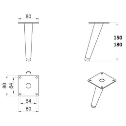Namještajna nogica SIGMA / Crna mat