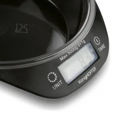 Dizajnerska kuhinjska vaga 5kg s posudom TARE / Crna