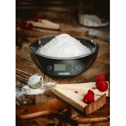 Dizajnerska kuhinjska vaga 5kg s posudom TARE / Crna