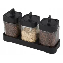 3-dijelni set za kavu i začine s žličicom / Crna