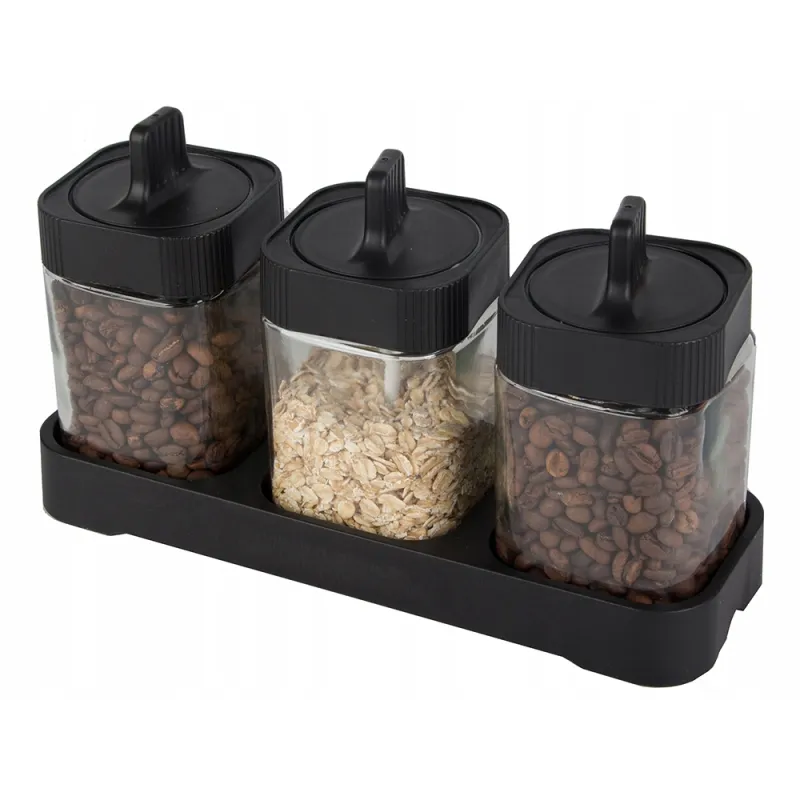 3-dijelni set za kavu i začine s žličicom / Crna