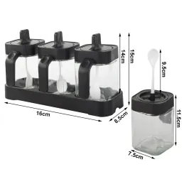 3-dijelni set za kavu i začine s žličicom / Crna