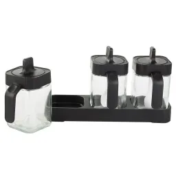 3-dijelni set za kavu i začine s žličicom / Crna