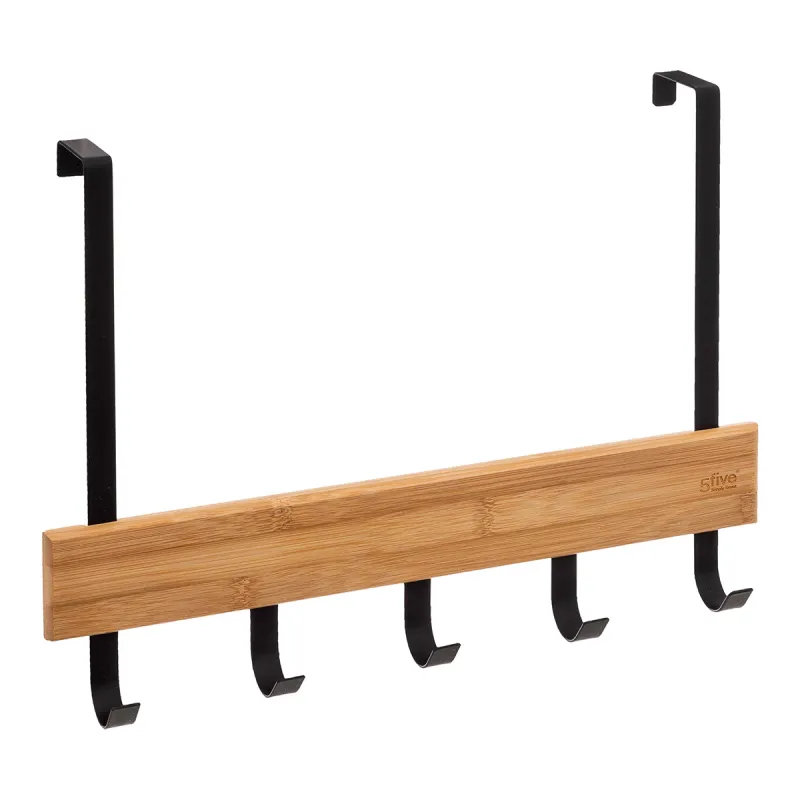 Dizajnerska vješalica za vrata NATUREO / Crna mat - drvo