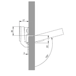 Šarnir 90° kratak s podloškom i eurovijcima