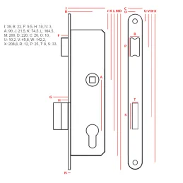 Ugradbena brava za sigurnosnu ručku 90-39 / Crna