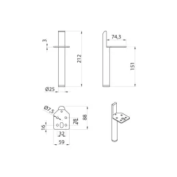 Namještajna nogica VIONA / Matirano zlatna