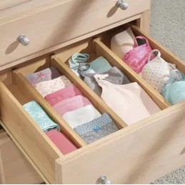 Set od 4 podesiva organizatora za ladicu / Prirodno drvo