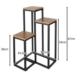 3-dijelno postolje za cvijeće GARDEN / Crna - drvo