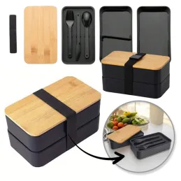 Obedová torba s priborom MICHELIN / Crna - drvo