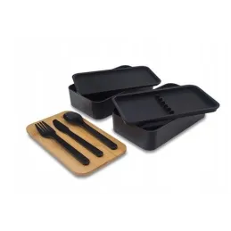 Obedová torba s priborom MICHELIN / Crna - drvo