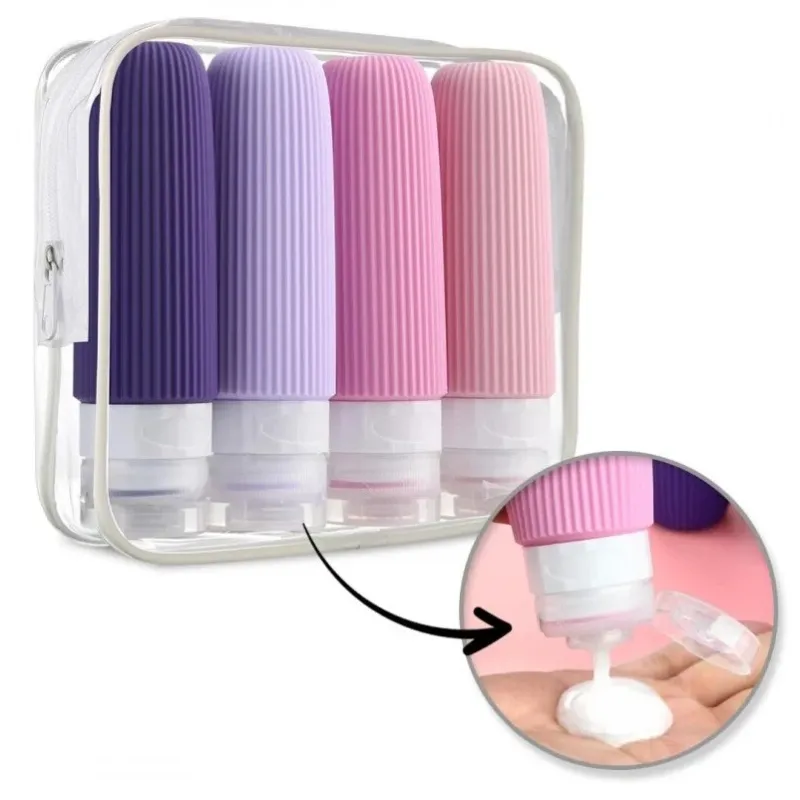 Putni set silikonskih bočica za kozmetiku EMPORA / Ružičasta