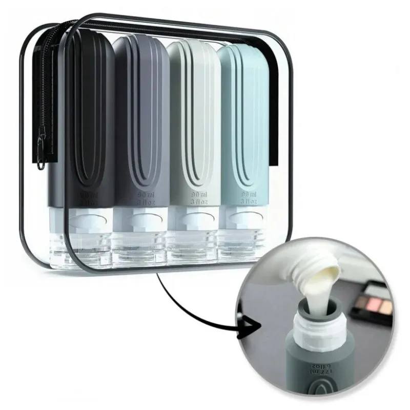 Putni set silikonskih bočica za kozmetiku EMPORA / Crna