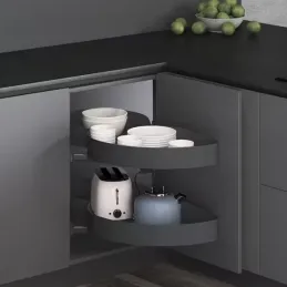 Kutna izvlačna polica THANOS s ublaživačem / Antracit