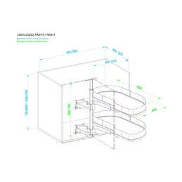 Kutna izvlačna polica THANOS XXL s ublaživačem / Antracit