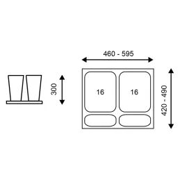 Kanta za otpad za ladicu SEPAROX 600 mm 2x16L / Antracit