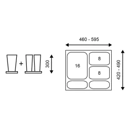 Kanta za otpad za ladicu SEPAROX 600 mm 1x16L + 2x8L / Antracit