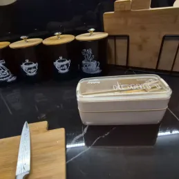 Kutija za doručak s priborom EAT / Krem