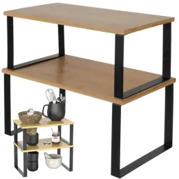 Set 2 komada kuhinjskih odlagališnih polica STAND / Crna - drvo