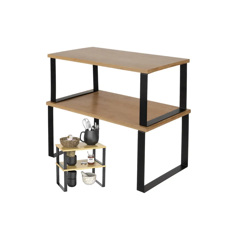 Set 2 komada kuhinjskih odlagališnih polica STAND / Crna - drvo